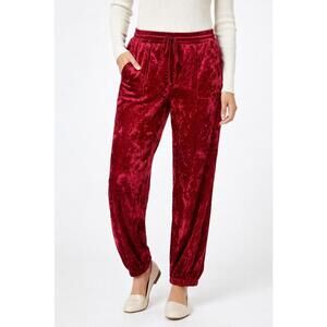 NWT One World Live and Let Live Red Crushed Velvet Jogger Pants Size 1X